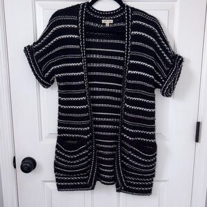 Silence + Noise Black and White Open-Front Cardigan